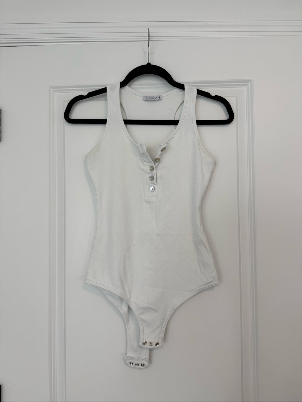 White One-Piece Bodysuit with Buytons